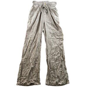 Thread & Supply Womens  Wide Leg Pants Small Beige Casual Linen Drawstring Baggy